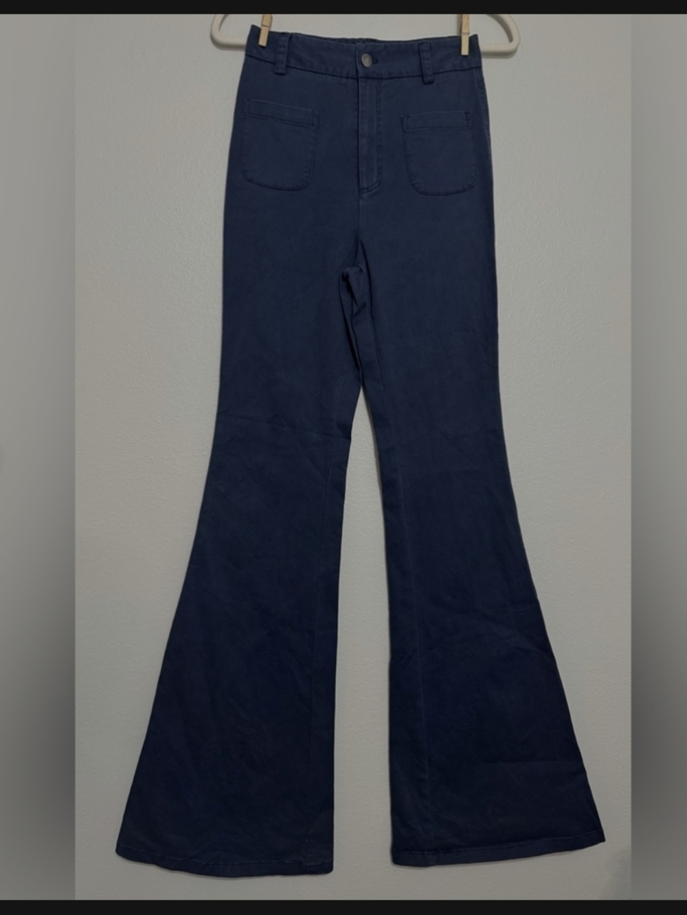 ALICE & OLIVIA NAVY HIGH WAIST MARINE FLARE LEG STRETCH COTTON  PANTS SZ10 EUC